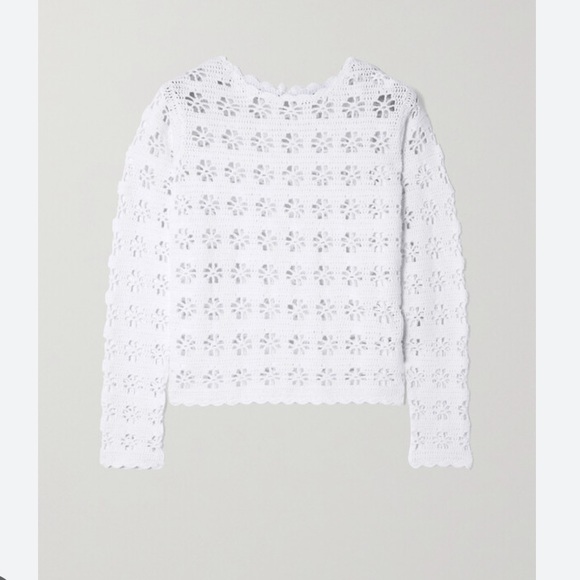 Red Valentino Crochet-knit Cotton Top White size Large - Picture 3 of 10